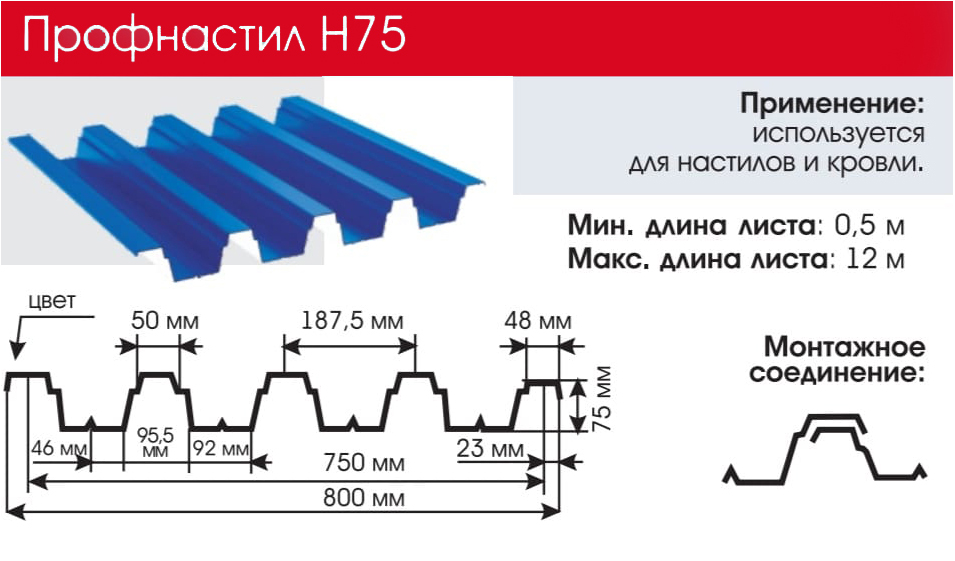 Купить профлист Н75 в Хабаровске